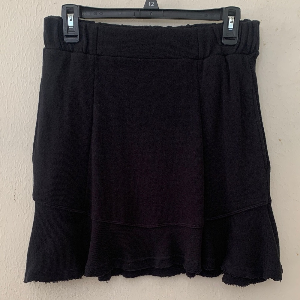 Free People Black Ruffle Hem Mini Skirt